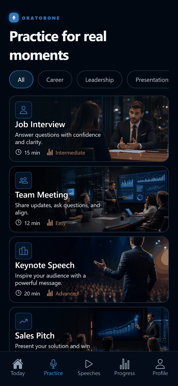 The practice library of speaking scenarios